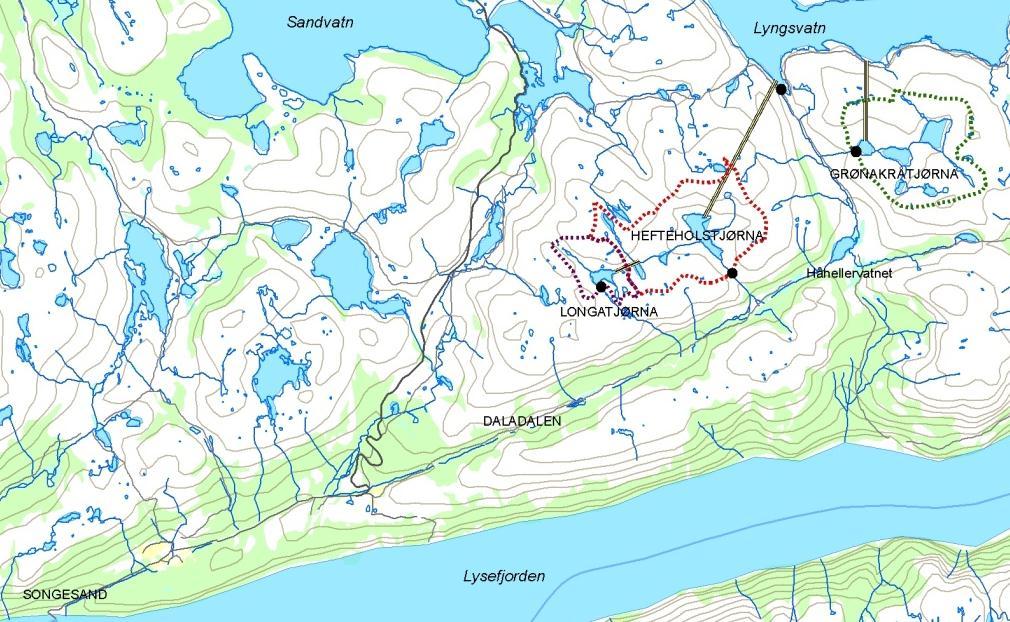 Med unntak av kraftlinjen ved Hefteholstjørna er det ingen tekniske inngrep i fjellområdene der overføringen vil bygges. Lysebotn kraftverk Lysebotn kraftverk (ferdigstilt 1953, 2.