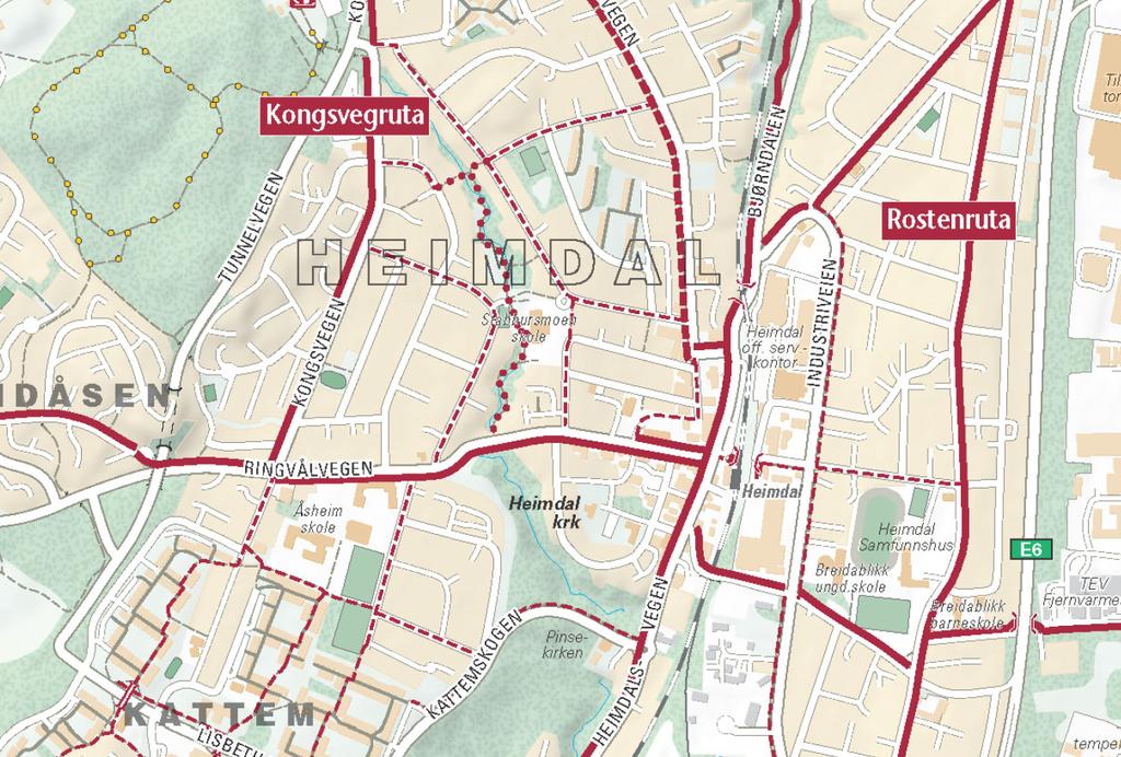 200 meter fra bussholdeplasser og jernbanestasjonen på Heimdal, og fra bussholdeplassene Heimdal sentrum og Heimdal stasjon.