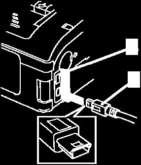 Sett inn USB kabelen (2) i koplingsstykket.