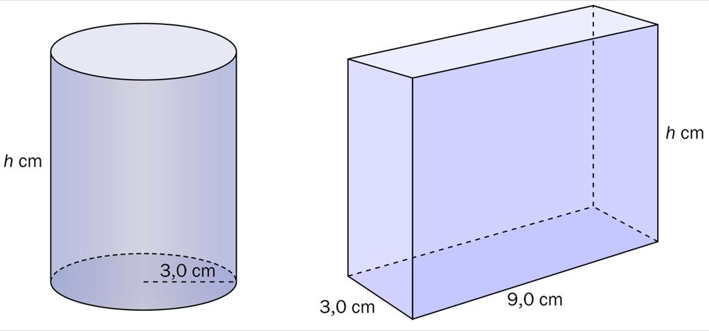 Oppgåve 3 (1 poeng) Ein rett sylinder og eit rett, firkanta prisme har same høgd h. Kva romfigur har størst volum?