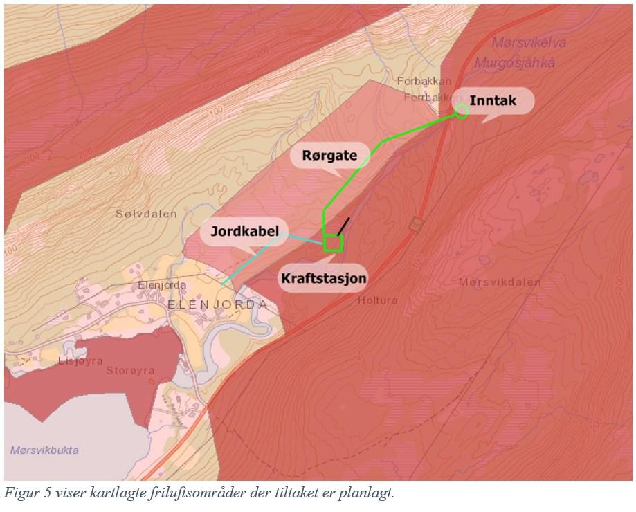 Den nedgravde vannveien vil for det meste berøre det viktige friluftslivsområdet Elenjorda- Forrbakkan. Dette området benyttes til skigåing, turgåing på barmark, myr og skog.