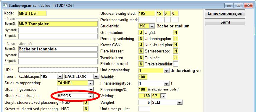 Administrasjon av utestenginger 7 Hvert studieprogram kategoriseres med én av de tre ovennevnte kodene i Studieprogram samlebilde (modul Studieelementer), felt Studieklassifikasjon.