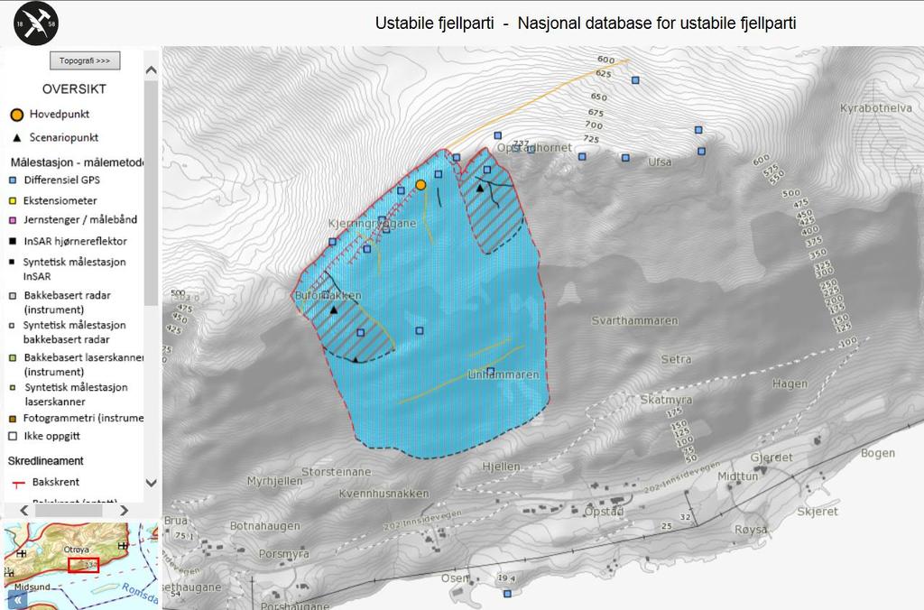 NGU sine database om ustabile fjellsider