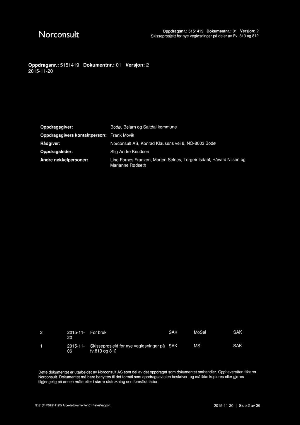 Andre Knudsen Andre nøkkelpersoner: Line Fornes Franzen, Morten Seines, Torgeir Isdahl, Håvard Nilsen og Marianne Rødseth 2 2015-11- For bruk SAK MoSel SAK 20 II 2015-11- Skisseprosjekt for nye