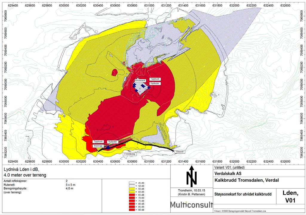 7 Vedlegg Vedlegg 2: Beregnet ekvivalent lydtrykknivå Lden 4 m over terreng.