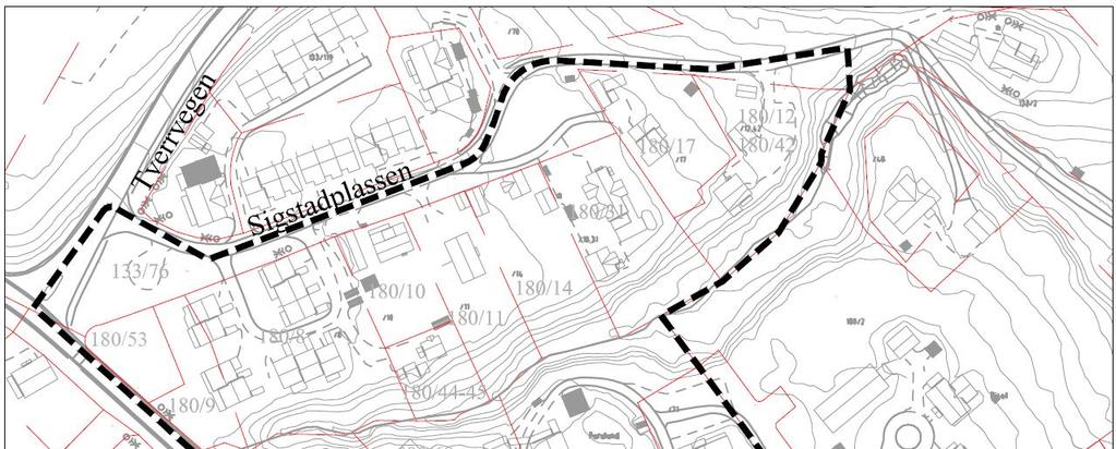 Lillehammervegen (E6). Resten av området består av småhusbebyggelse med adkomstveier. Terrenget ved eksisterende omsorgssenteret ligger ca.