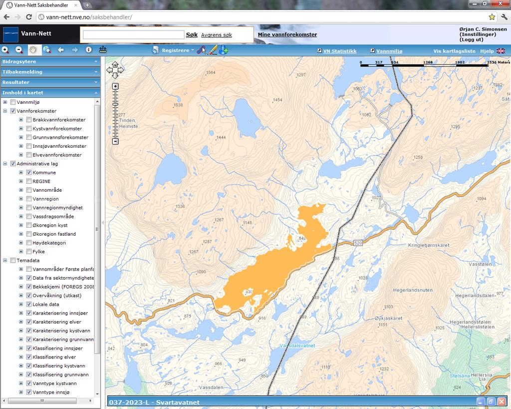 Svartavatnet (037-2023-L) Middels, svært kalkfattig, klar, dyp (innsjø) Dårlig (påvirkningsanalyse)