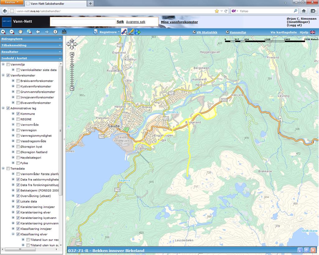 Bekken innover Birkeland (037-71-R) Liten, svært kalkfattig, klar (elv) Moderat (påvirkningsanalyse) Ukjent grad Industrier (Lufttransportert