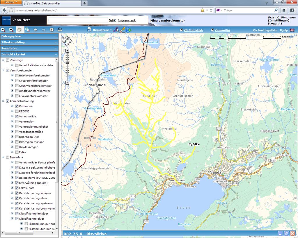 Risvollelva (037-75-R) Moderat (påvirkningsanalyse, bunnfauna: god/moderat for forsuring) Liten grad Beite og eng Overvåkingsdata mm: Resipientundersøkelser i Saudavassdragene.