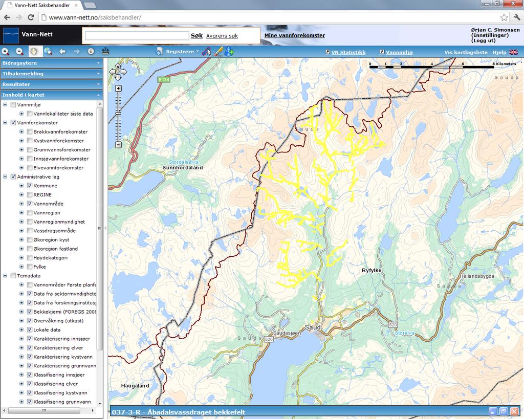 Åbødalsvassdraget bekkefelt (037-3-R) Overvåkingsdata mm: Moderat (påvirkningsanalyse) Forsuringsstatus for Rogaland 2007 ph-kart.