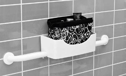 I dusjhyllen er det plass til å oppbevare både sjampo og balsam. Tilstrekkelig avrenning sikrer god hygiene.