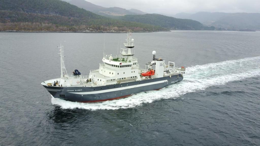 R/V Johan Hjort. Nationality: Norwegian Length, wide, draft: 64,5 m, 13 m, 6,7 m. Imo number: 8915768. Call sign: LDGJ. Gross tonnage: 1828 T.