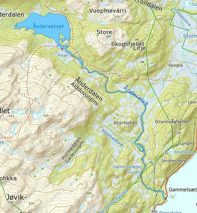 Måloppnåelse (%) Ferskvannsbiologen Rapport 217-9 4.1 Ånderelva (194.6Z) Elva ble undersøkt 22/1 og sikten var 5-6 m.