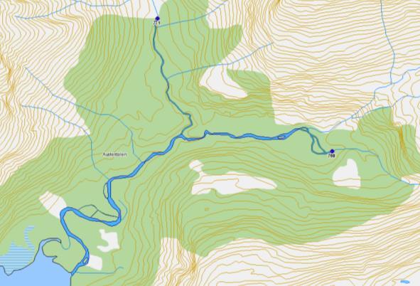 vandret opp i elva fanget og avlivet. I tillegg til laks ble det registrert 7 sjøørreter. Det ble rapportert fangst av 38 sjøørret. 4.22 Rånaelva (173.3Z) Elva ble undersøkt 16/1 av to drivtellere (Ø.