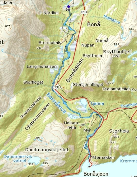 Det ble registrert 35 laks, fordelt på 24 smålaks og 11 mellomlaks. Det ble ikke observert utgytt laks. Gytebiomassen av observert laks er beregnet til 46 kg (18 hofisk).