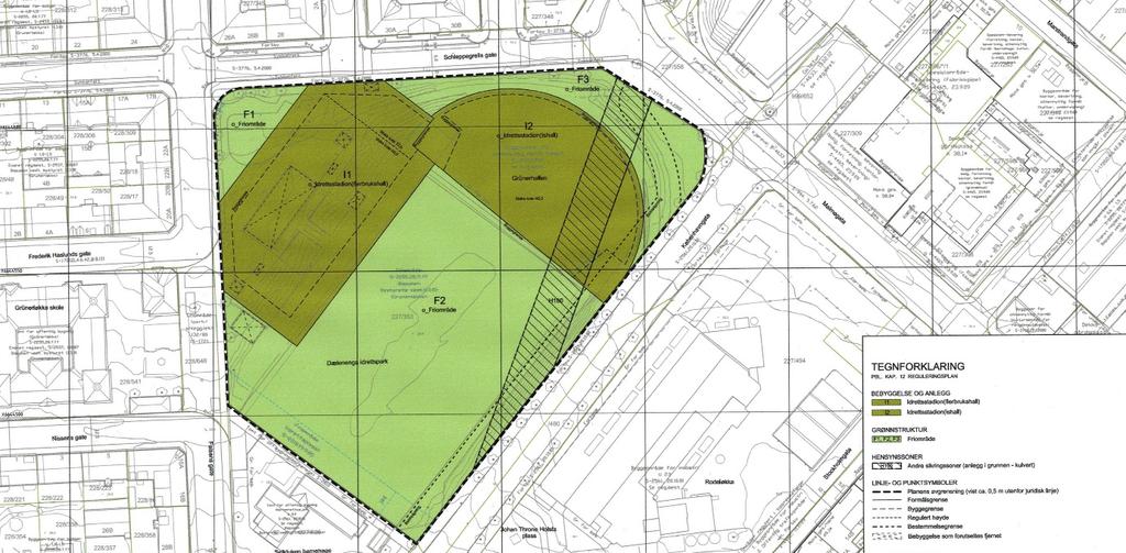 7 Gjenåpning av bekken tillates mellom den stiplete bestemmelsesgrensen og plangrensen mot Københavngata i sørøst.