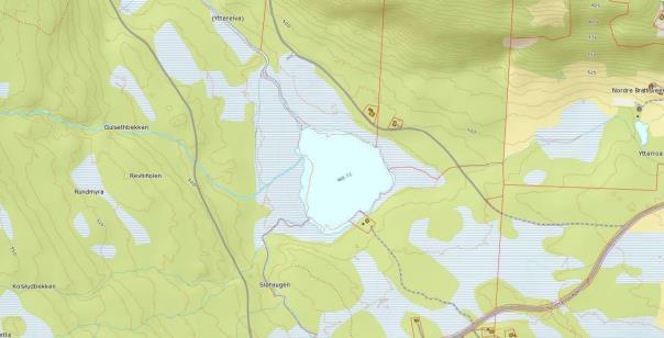 Bergevatnet Beliggenhet: Vatnet ligger nordvest for Tranalia, Ytterroa Snertingdal, Gjøvik kommune. Naturtype: Ligger i myrlendt skogsterreng. 489 moh. Vernestatus: Ingen.