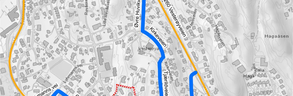 Felt B og C er anbefalt adkomst via Rødsåsen og Vindalveien til Vesterøyveien. Det er en døgntrafikk på ca.