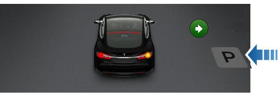 Autoparkering Hvis Model S er utstyrt med førerassistansekomponenter (se Om førerassistanse på side 73) og du har kjøpt pakken forbedret Autopilot eller fullverdig selvkjørende kapasitet