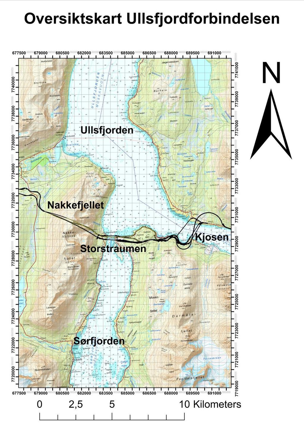 3 Områdebeskrivelse 3.1 Oversikt Det geografiske området for denne oppgaven befinner seg ved Ullsfjorden øst i Tromsø kommune, Troms fylke.