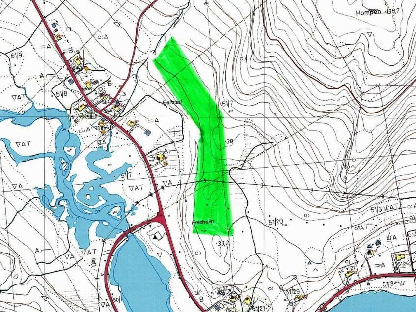 Nord-Vannvåg 51/7, 8, 20 Kode SF6 Formål: Spredt fritidsbebyggelse Nye bygg: Maksimalt 6 tomter Flatemål: 32 da Område ovenfor eksisterende bebyggelse.