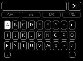 I visse menyer der det kan være nødvendig å legge inn tekst, finnes det et virtuelt tastatur.