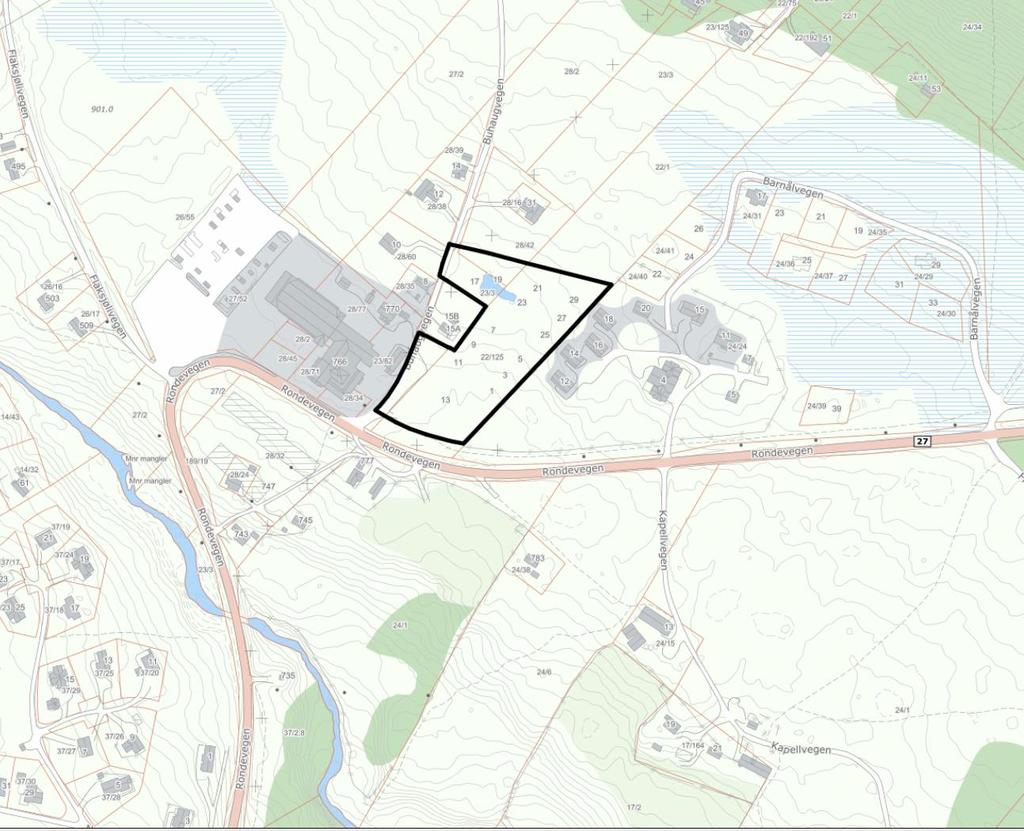 Side. 2 BELIGGENHET Planområdet omfatter Gnr/Bnr 22/125, 22/3, 28/42 og 23/82. Alle endringer skjer innenfor eiendommer 22/125 og 23/3.