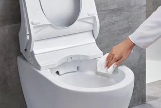 RIMFREE TOALETTSKÅL Med Rimfree toalettskål uten skyllekant tilbyr AquaClean Tuma moderne standarder for hygiene og enkelt renhold.