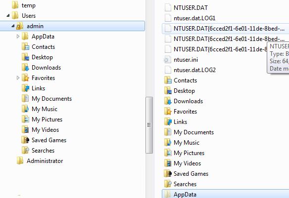 Noe av inneholdet i brukerprofilen Den skjulte filen NTUSER.DAT Inneholder brukerdelen av Windows Registry (HKEY_CURRENT_USER )» Database med brukerens Windows-innstillinger, bl.a. fargevalg Filen holdes åpen og låst så lenge bruker er pålogget!