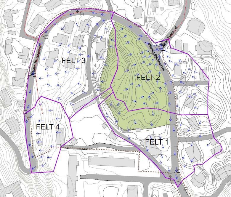 VA-rammeplan 7 Overvann i område er til dels fanget opp, via sluker, i AF ledningene i Johan Hjorts vei (1959) og Vilhelm Bjerknes vei (1991) og i overvannsledning i Vilhelm Bjerknes vei (2003).