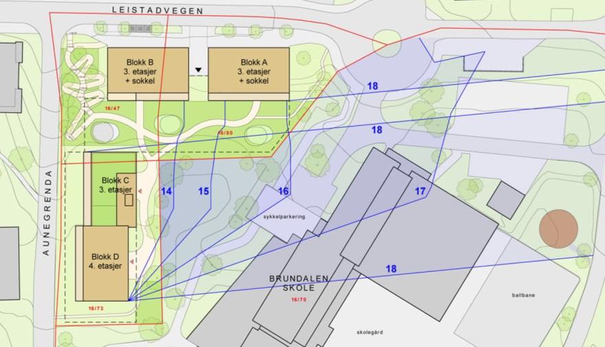 Skolens elevinnganger og det meste av skolegården ligger øst for skolen. I tillegg har mange elever gått hjem på dette tidspunktet. I sum blir dermed dette avviket akseptabelt.