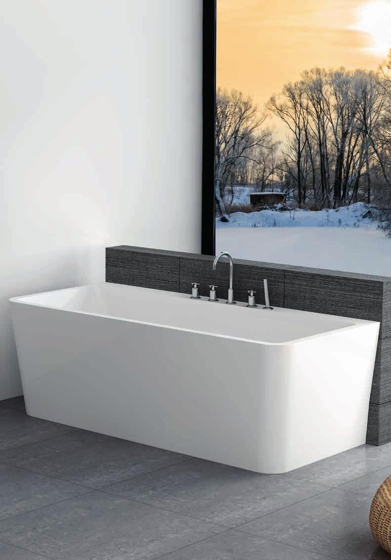 SENSE Et «Back-to-wall» designbadekar som er helstøpt i sanitærakryl, med både front og to endepaneler. Lekkert og moderne badekar med sitteplass i begge ender.
