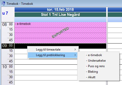 Publisere e-timer For å publisere tider i e-timeboken legger du inn preblokkeringen som du har laget for internett.