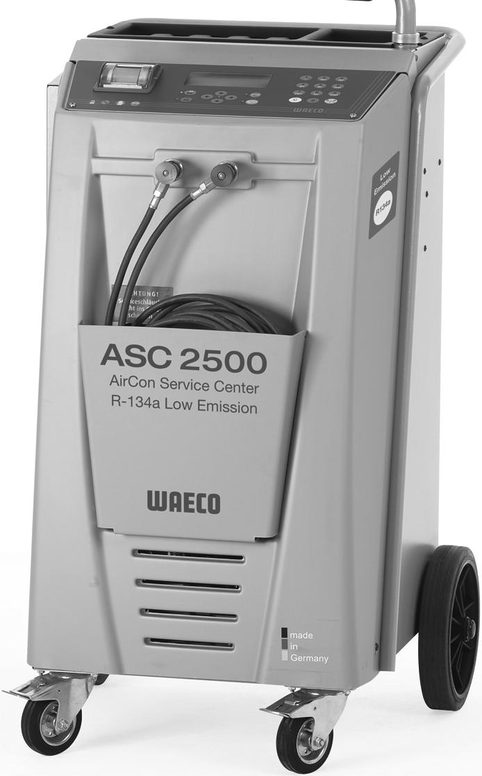ASC2500 Servicearbeider 9.5 Skifte vakuumpumpeolje! ADVARSEL! Koble ut AirConServiceCenter og koble fra støpselet før åpning av huset. 1.
