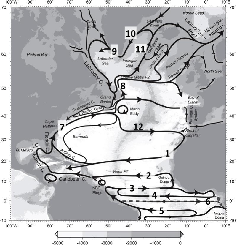 Figur 2: Kart over nordlige deler av Atlanterhavet. 24.