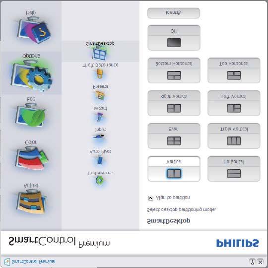 3. Bildeoptimering 3.4 SmartDesktop er i SmartControl Premium. Installer SmartControl Premium og velg SmartDesktop fra Options (Alternativer).