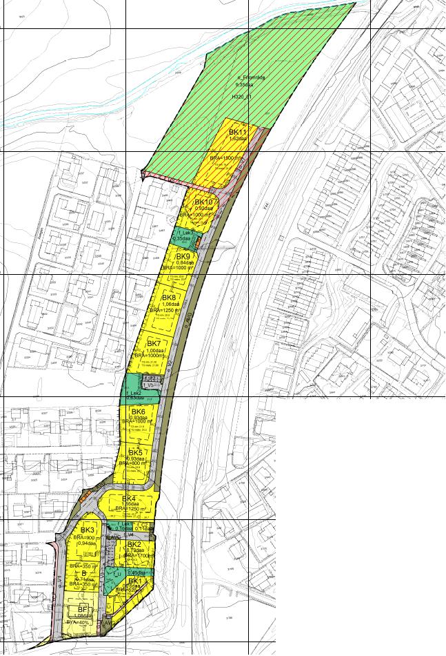 2.2 Planlagt tiltak Hensikten med planforslaget er å legge til rette for oppføring av ny boligbebyggelse og anlegning av friområde i nord.