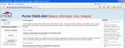 Figura 10.2-2 Portalul online CNAS-SIUI 10.3.