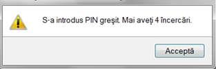 Fig. 6.1-18 Operatie de schimbare PIN finalizata 6.1.8. Resetare PIN ecard Utilizatorul va introduce PIN-ul aferent cardului.