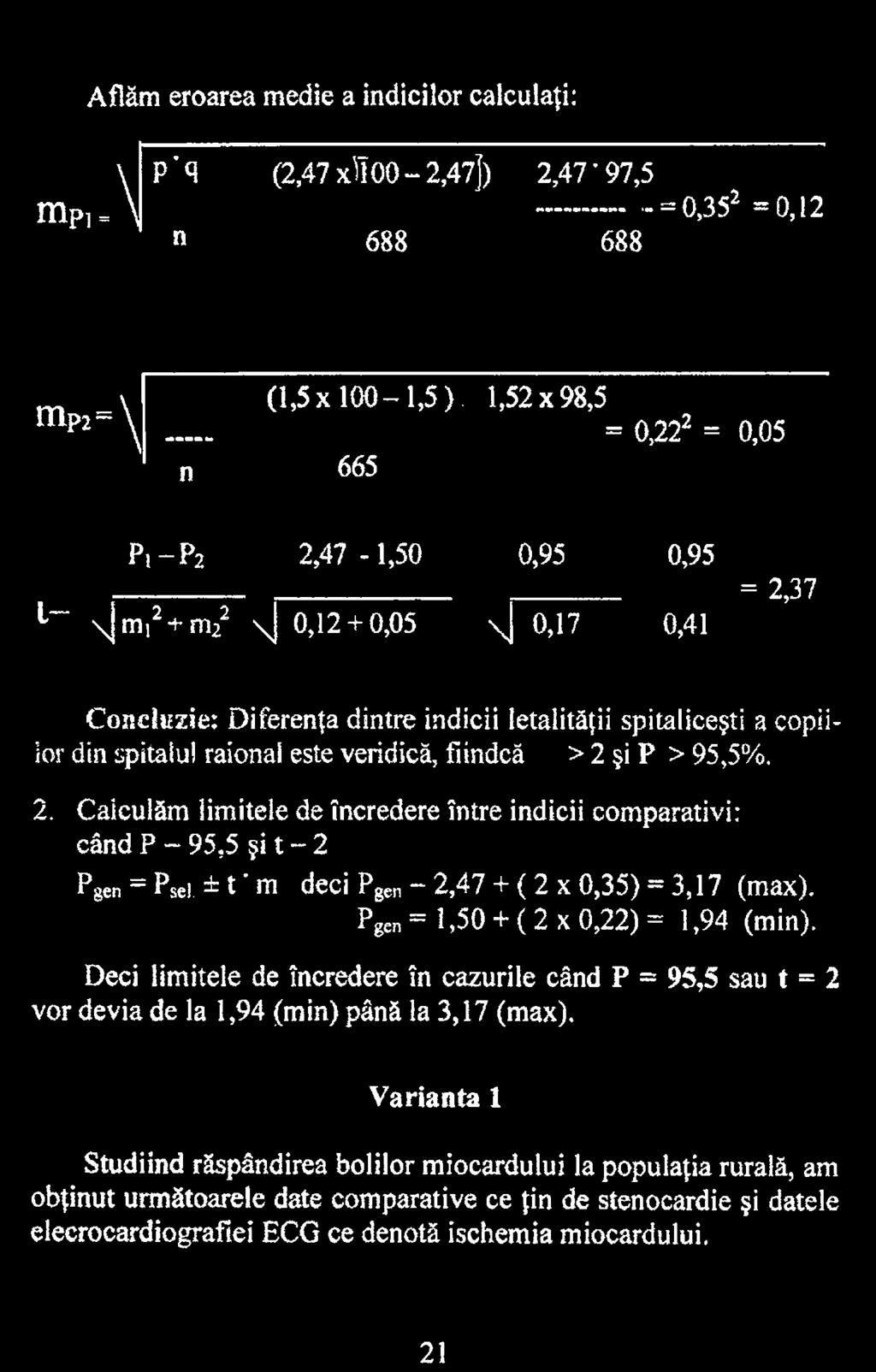 ± t *m deci Pgen - 2,47 + ( 2 x 0,35) = 3,17 (max). Pgen = î,50 + ( 2 X 0,22) = 1,94 (min).