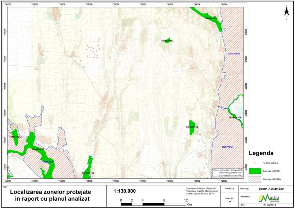 aproximativ 10,5 km, faţă de situl de protecţie specială avifaunistică ROSPA 0071 Lunca Siretului Inferior; aproximativ 17 km, faţă de situl de protecţie specială avifaunistică ROSPA 0070 Lunca