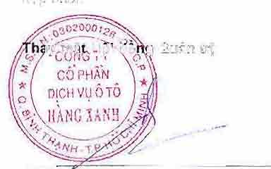 oong TY co PHAN DIoH VU O TO HANG XANH 333 Di6n Bien Phl, pnudng '15. quen Blnh Tl^anh. Thanh ph6 Hd Chi Minh BAo cao GUA HgIDONG QUAN TR!