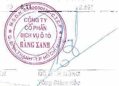 CONG TY CO PHAN OICH VU OTO HANG XANH 333 Dien B en PhD, phtlong 15, quan Binh Th?