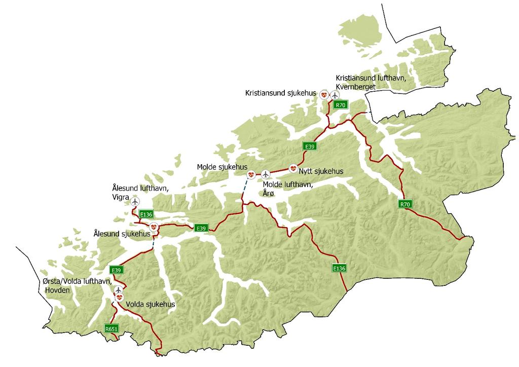 3.1.3 Kommunikasjonstilhøve og arbeidspendling 3.1.3.1 Kommunikasjonstilhøve Figur 4 kart infrastruktur i Møre og Romsdal frå 1.1.2020 - utarbeidd av Møre og Romsdal fylkeskommune Bygdene Fjørå, Tafjord og Valldal er knytt saman med fylkesveg 92 på nordsida av fjorden.