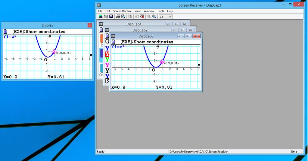 3-9 Bruke flytende kalkulatorskjerm (bare for Windows) Du kan vise kalkulatorskjermen i et eget vindu som er atskilt fra Screen Receiver-vinduet. Slik gjør du kalkulatorskjermen flytende 1.