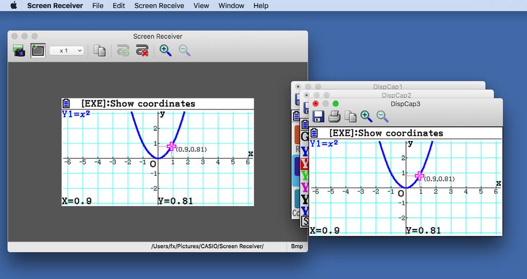 2. Skjermkonfigurasjon Slik ser skjermen i Screen Receiver ut: k Ved tilkobling til en Type A-kalkulator Menylinje Windows Verktøylinje