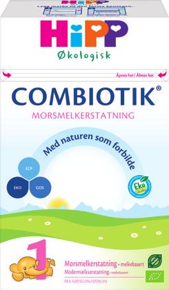 Fra fødselen HiPP Combiotik 1 Morsmelkerstatning HiPP Combiotik 2 Tilskuddsblanding 6 + MND HiPP Combiotik 1 er en helt økologisk og komplett morsmelkerstatning som er tilpasset spedbarn fra fødselen.