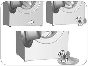 4.4.5 ניקוז שאריות המים וניקוי מסנן המשאבה מערכת הסינון במכונת הכביסה שלכם מונעת מפריטים קשיחים כמו למשל, כפתורים, מטבעות וסיבים להילכד בכנפי משאבת הניקוז בעת ניקוז המים מהמכונה.