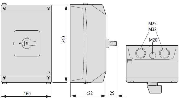 מפסקי פקט -T5/T5B אביזרים קופסאות מק "ט דגם תאור מחיר 337.00 ל- 63A קופסא אטומה עד 2 קומות IP65 CI-K4-T5B-2 207439 344.