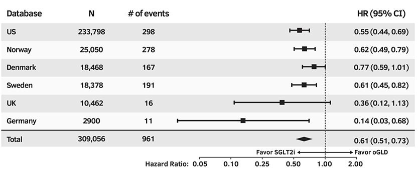 CVD-REAL Global: Hospitalization for heart failure primary analysis Data are on treatment, unadjusted.